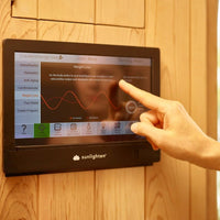 Our Sauna has a tablet that allows us to choose the perfect health program for you between detox, relaxation, anti-aging, cardiovascular, weight loss or pain relief.
